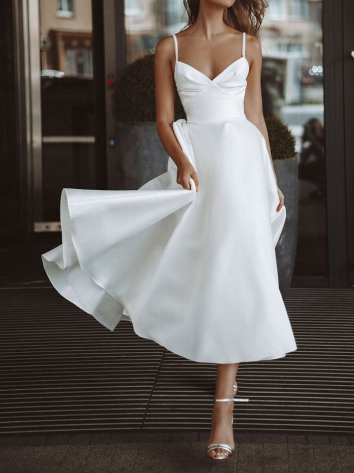 Classic White Cami Maxi Dress with Pockets