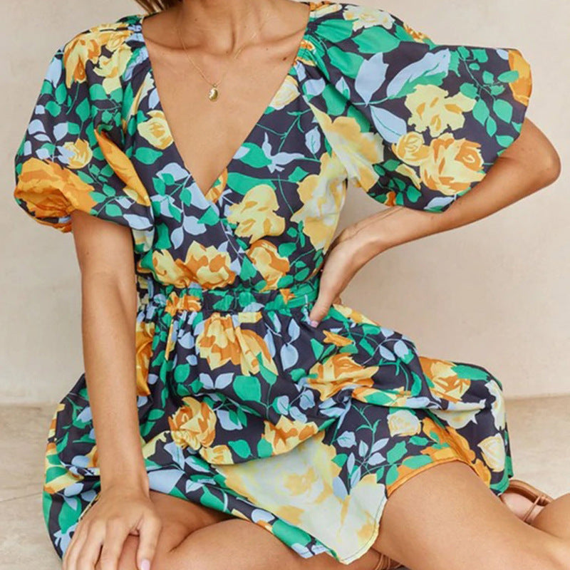 Floral Cut-out Tie-Back Mini Dress