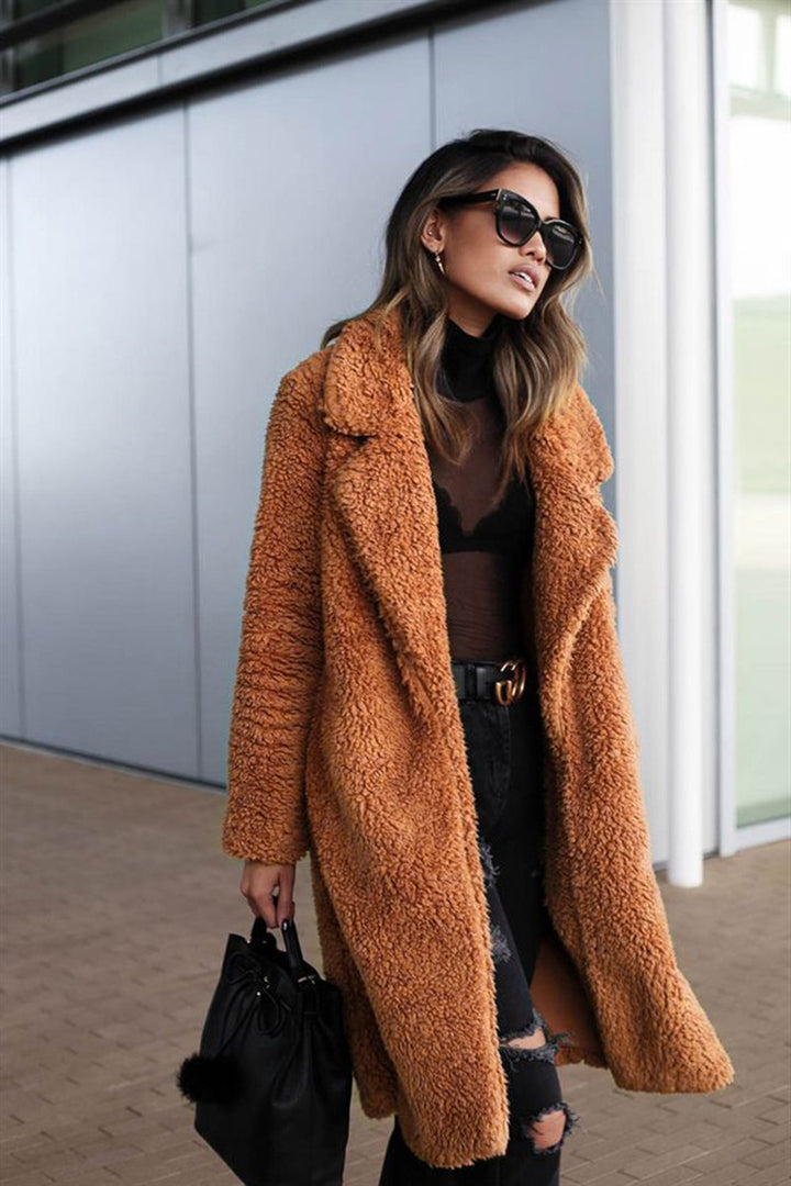 Vegan Shearling Lapel Coat