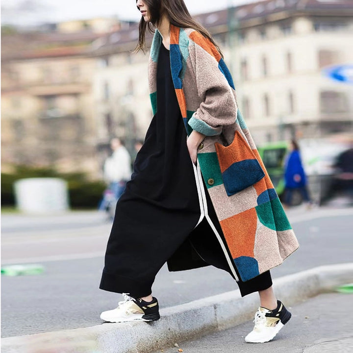 Color Blocking Long Coat