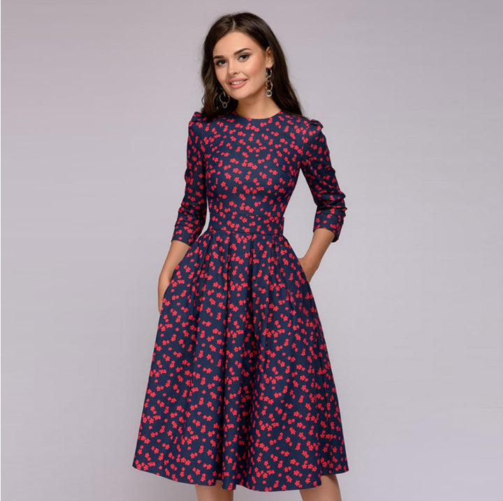 Mini Poppies A-Line Midi Dress