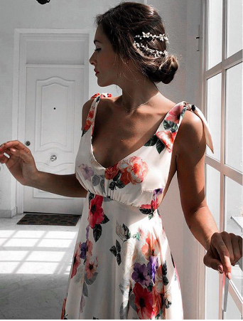 Flowy Backless Floral Maxi Dress