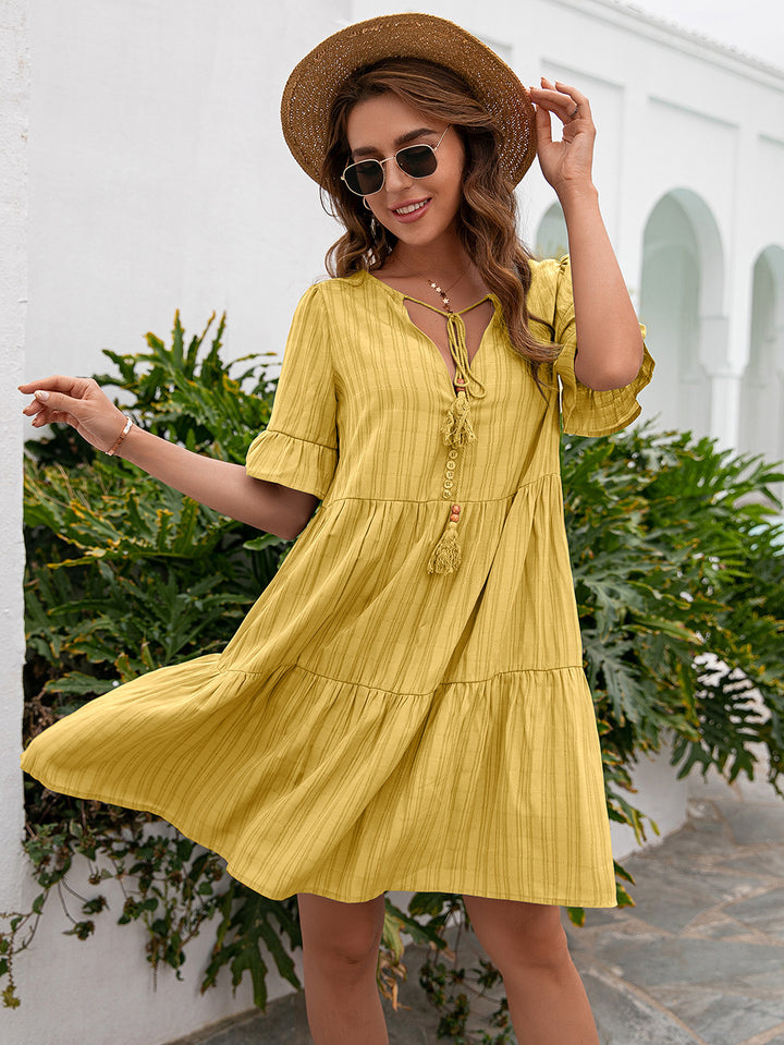 Casual V-Neck Tunic Dress