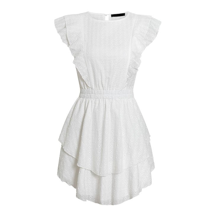 White Tiered Ruffled Mini Dress