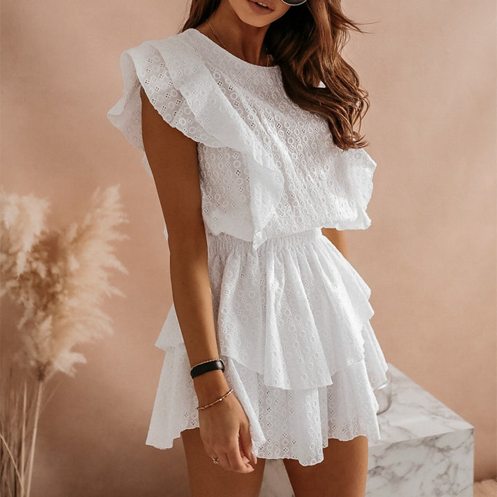 White Tiered Ruffled Mini Dress