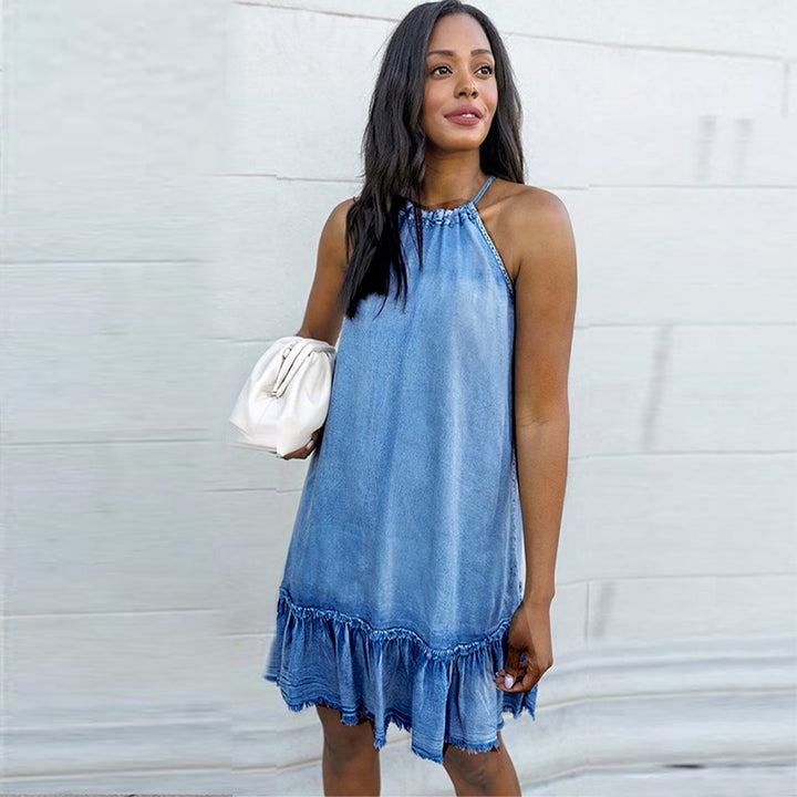 Denim Halter Mini Dress