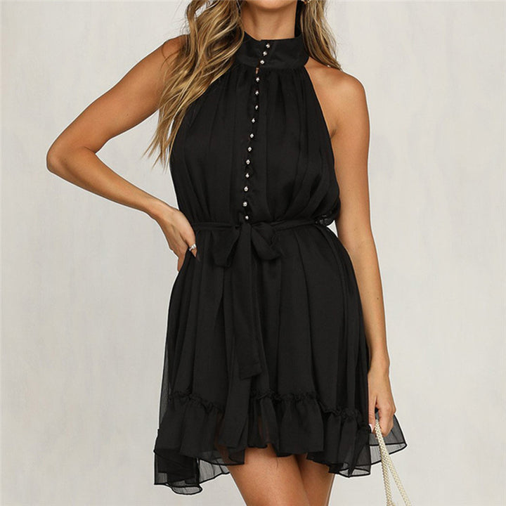 Black Mock Neck Sleeveless Mini Dress