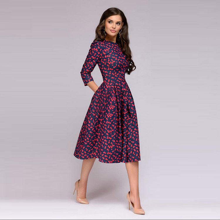 Mini Poppies A-Line Midi Dress