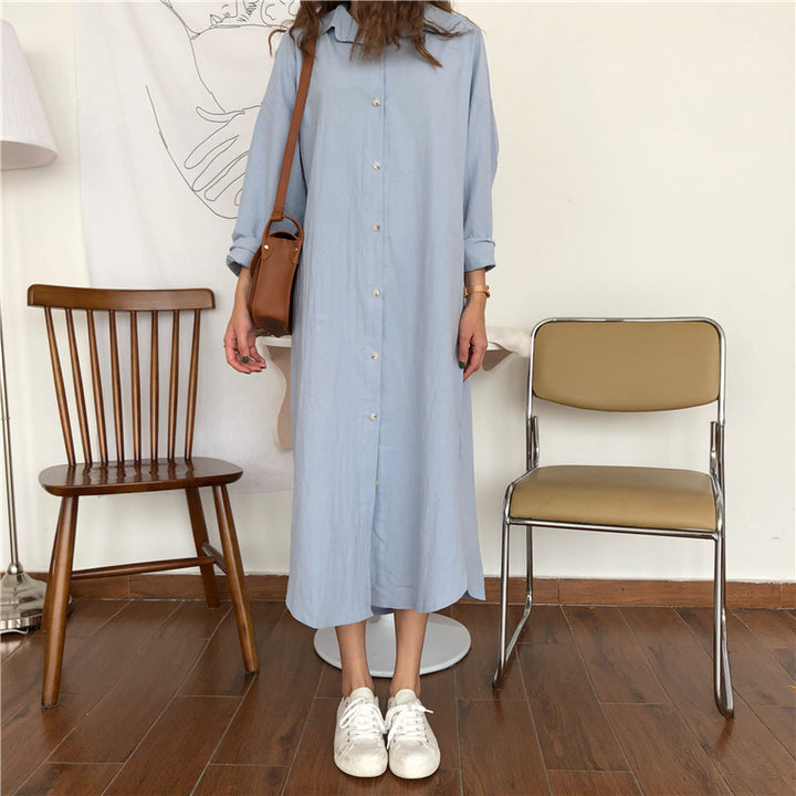 Oversized Long Shirt Dress with Pockets