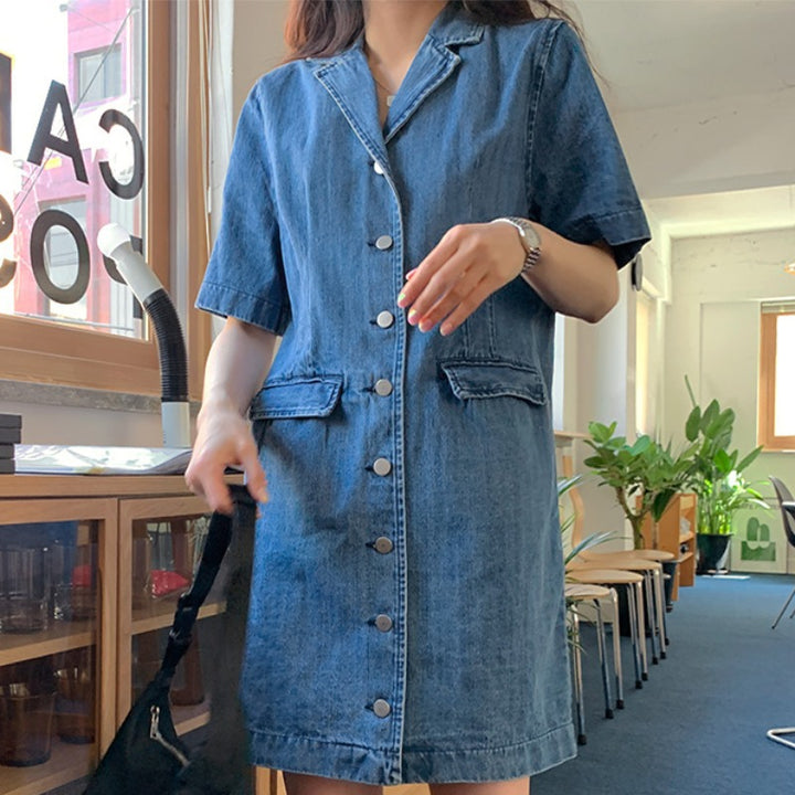 Retro Denim Blazer Dress