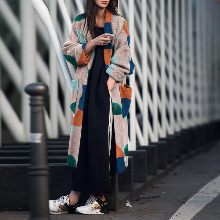 Color Blocking Long Coat