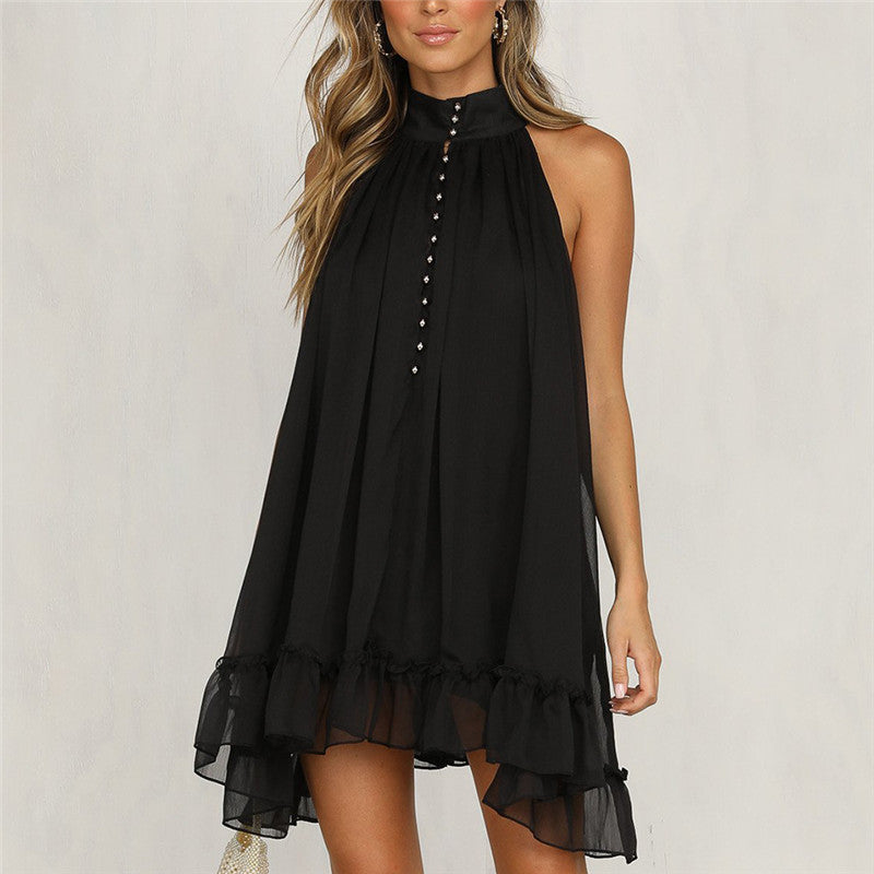 Black Mock Neck Sleeveless Mini Dress