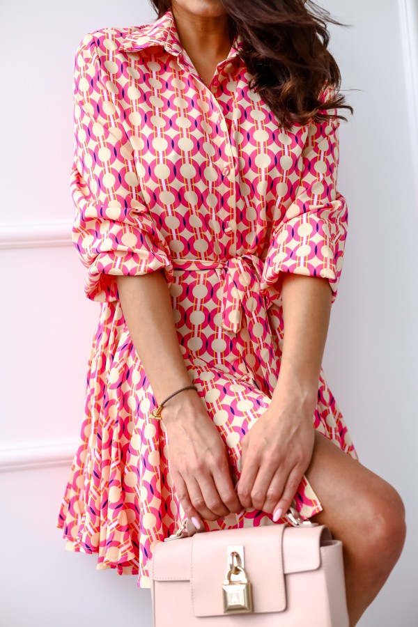 Printed Button Shirt Mini Dress