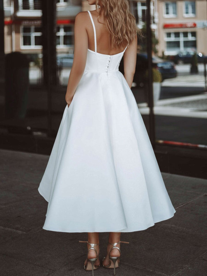 Classic White Cami Maxi Dress with Pockets