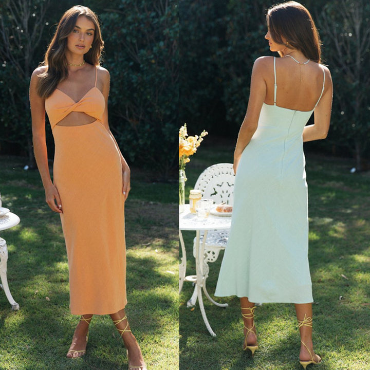 Twisted Knot Cut Out Cami Maxi Dress