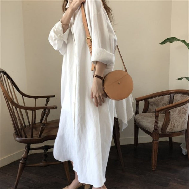 Oversized Long Shirt Dress with Pockets