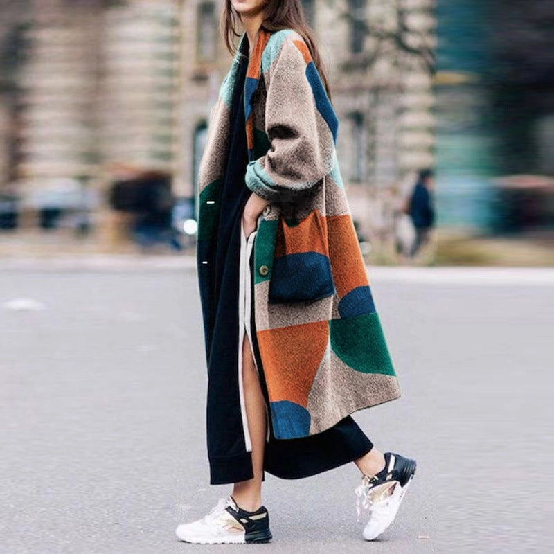 Color Blocking Long Coat