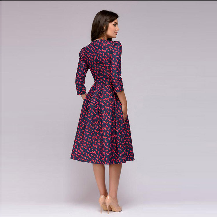 Mini Poppies A-Line Midi Dress