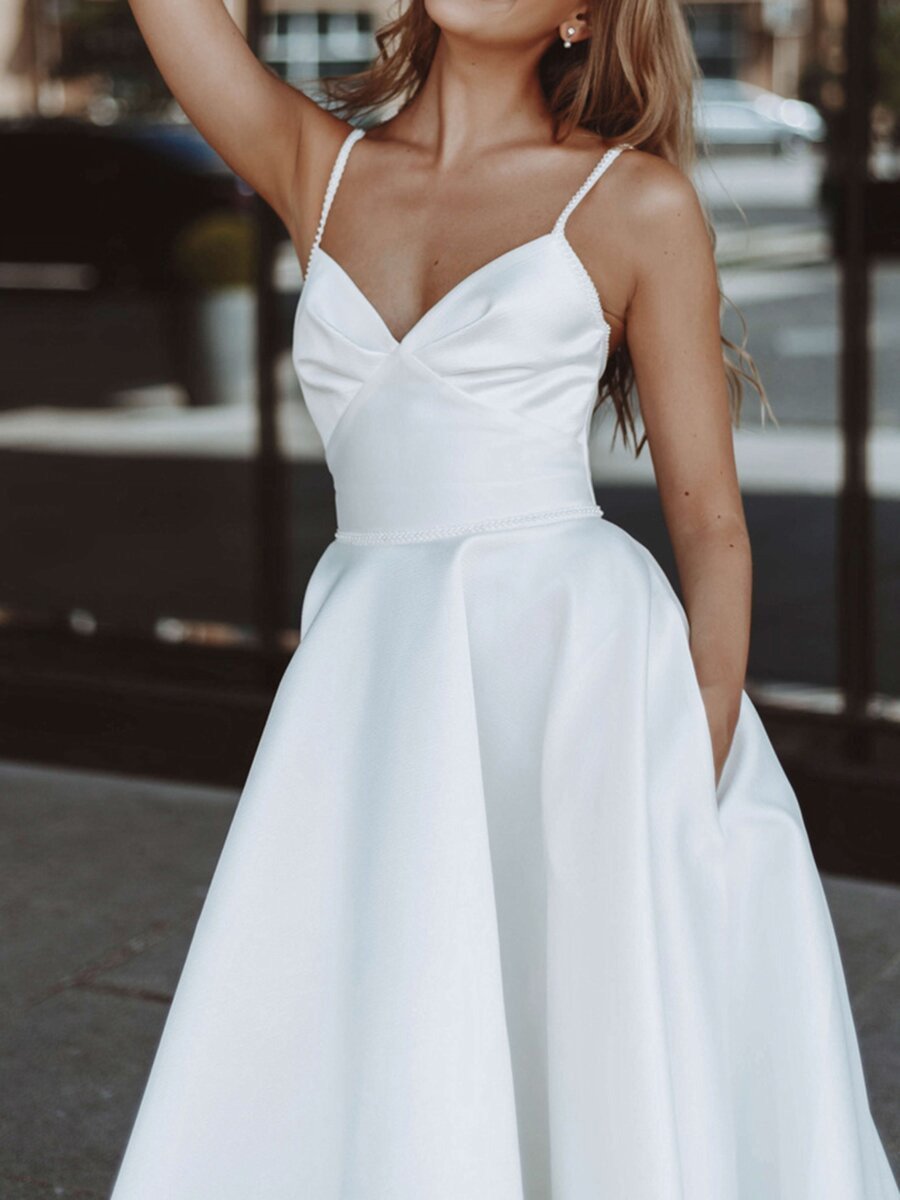 Classic White Cami Maxi Dress with Pockets