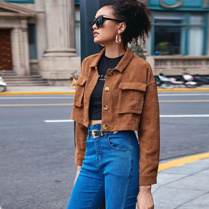 Loose Cropped Corduroy Jacket