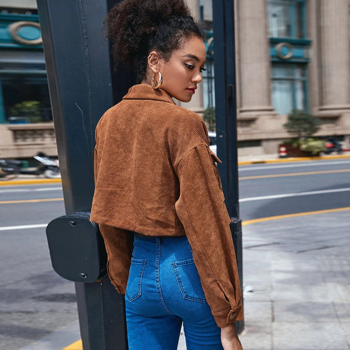 Loose Cropped Corduroy Jacket