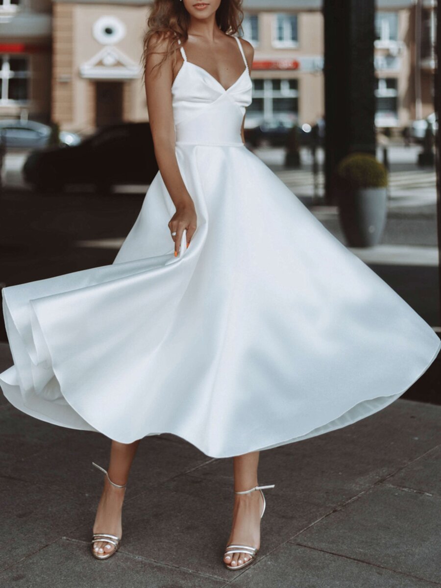 Classic White Cami Maxi Dress with Pockets