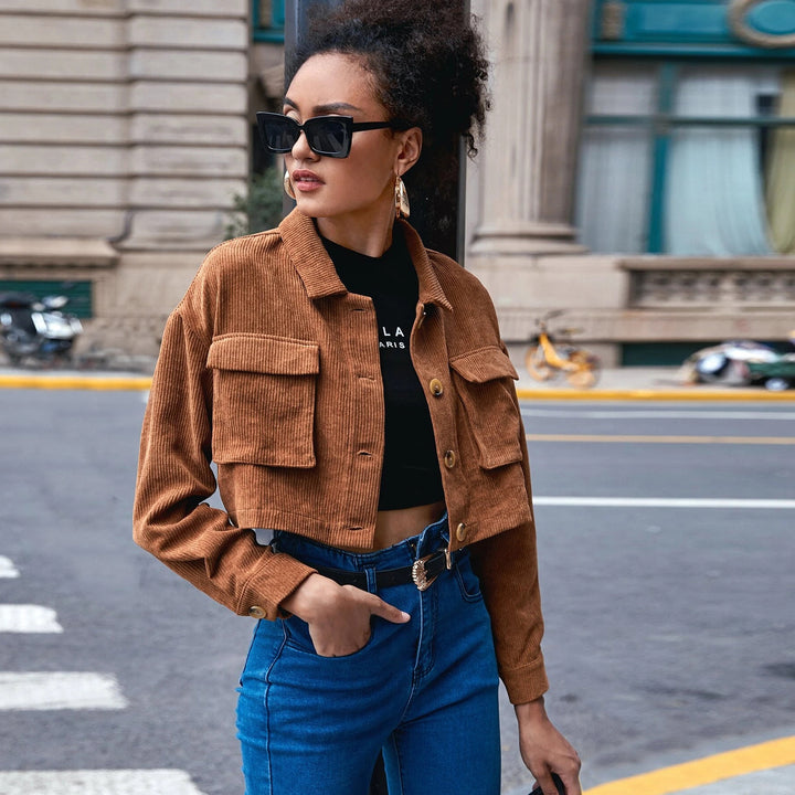 Loose Cropped Corduroy Jacket