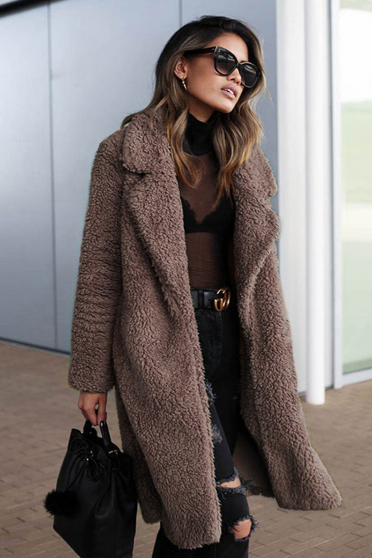 Vegan Shearling Lapel Coat