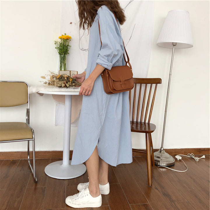 Oversized Long Shirt Dress with Pockets