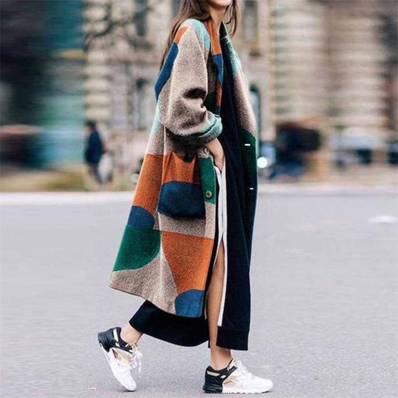 Color Blocking Long Coat