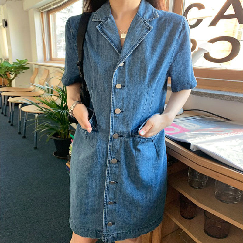 Retro Denim Blazer Dress