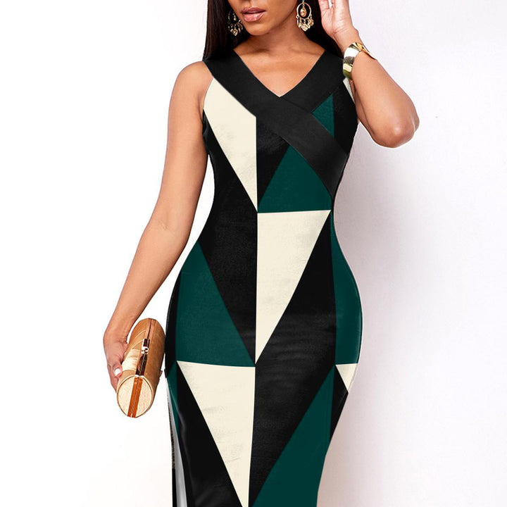 Color Block Bodycon Midi Dress