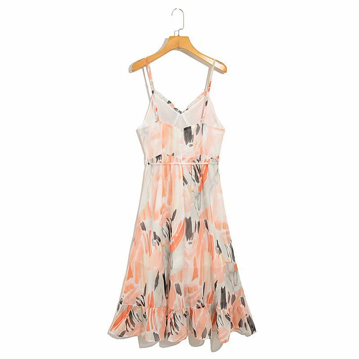 Watercolor Brush Stroke Print Cami Midi Dress