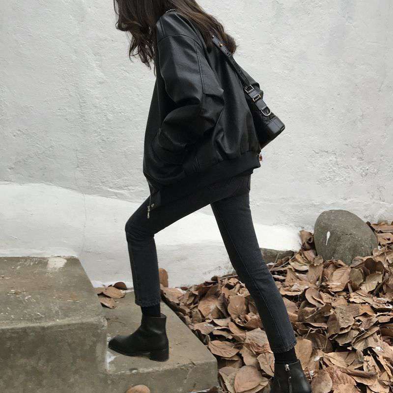 Oversized Vegan Leather Bomber Jacket