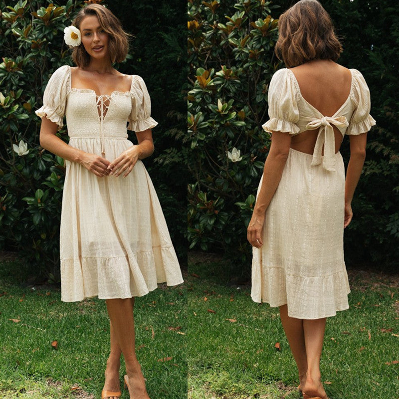 Tie Back Peasant Dress