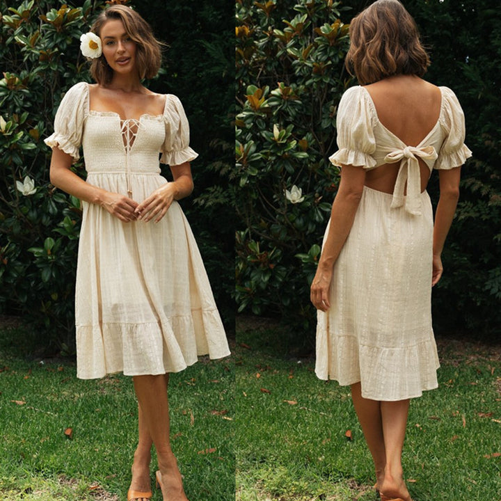 Tie Back Peasant Dress